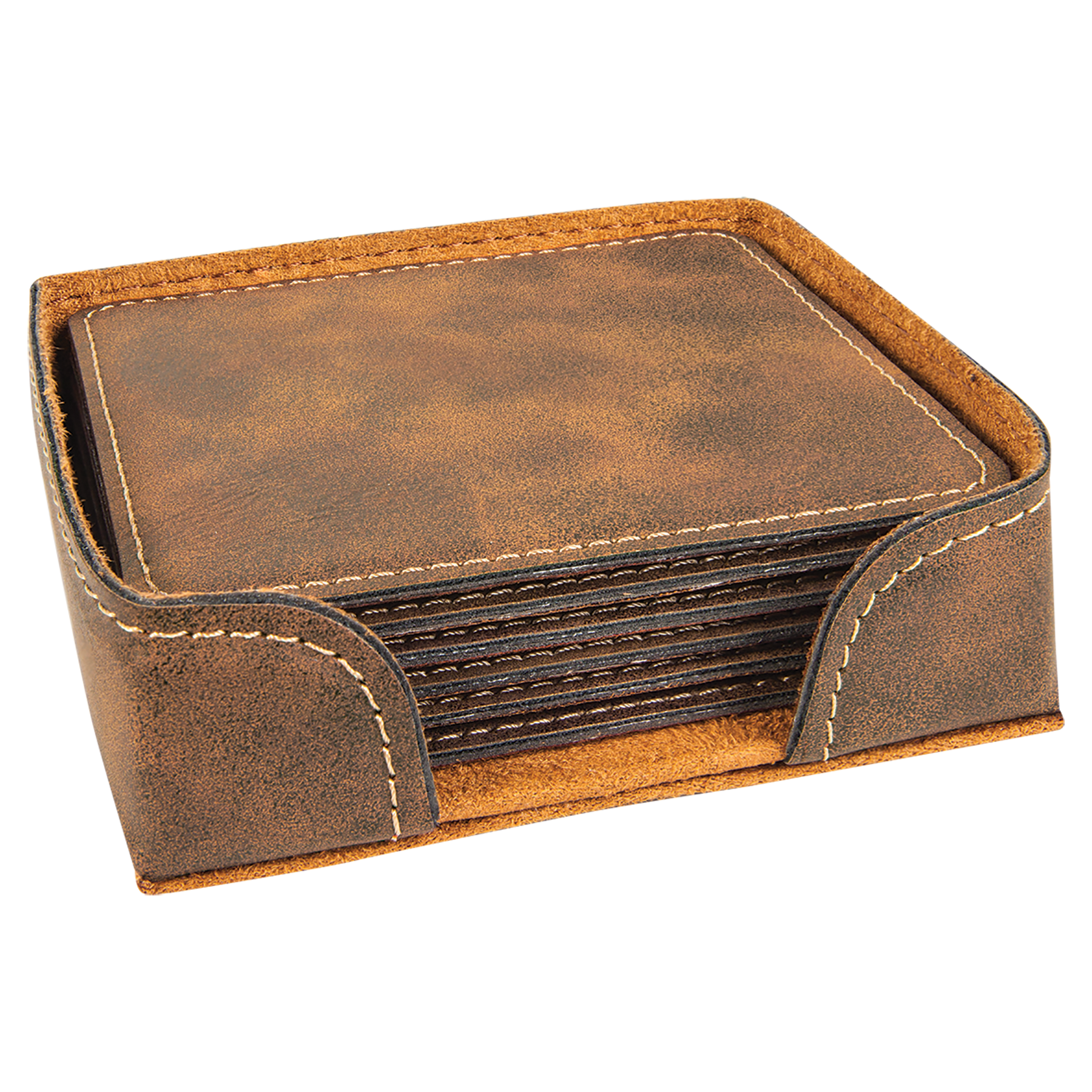 Rustic/Gold Square Leatherette 6-Coaster Set blank-preview