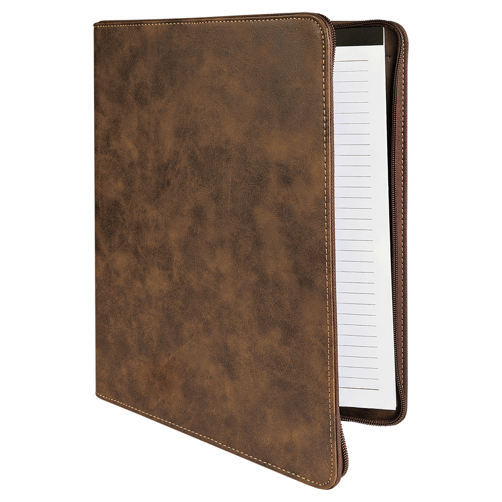 Rustic/Gold Leatherette Portfolio with Zipper blank-preview