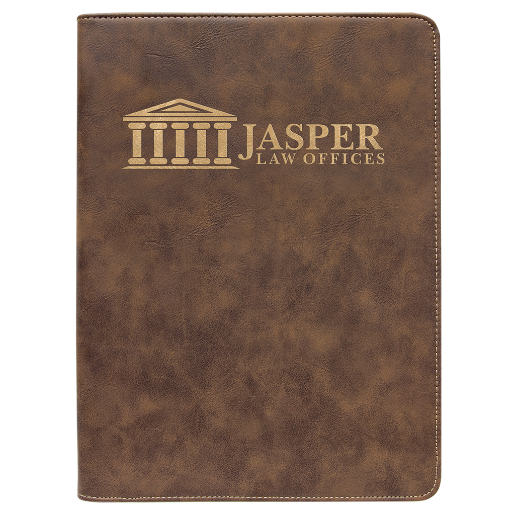 Rustic/Gold Leatherette Portfolio with Zipper