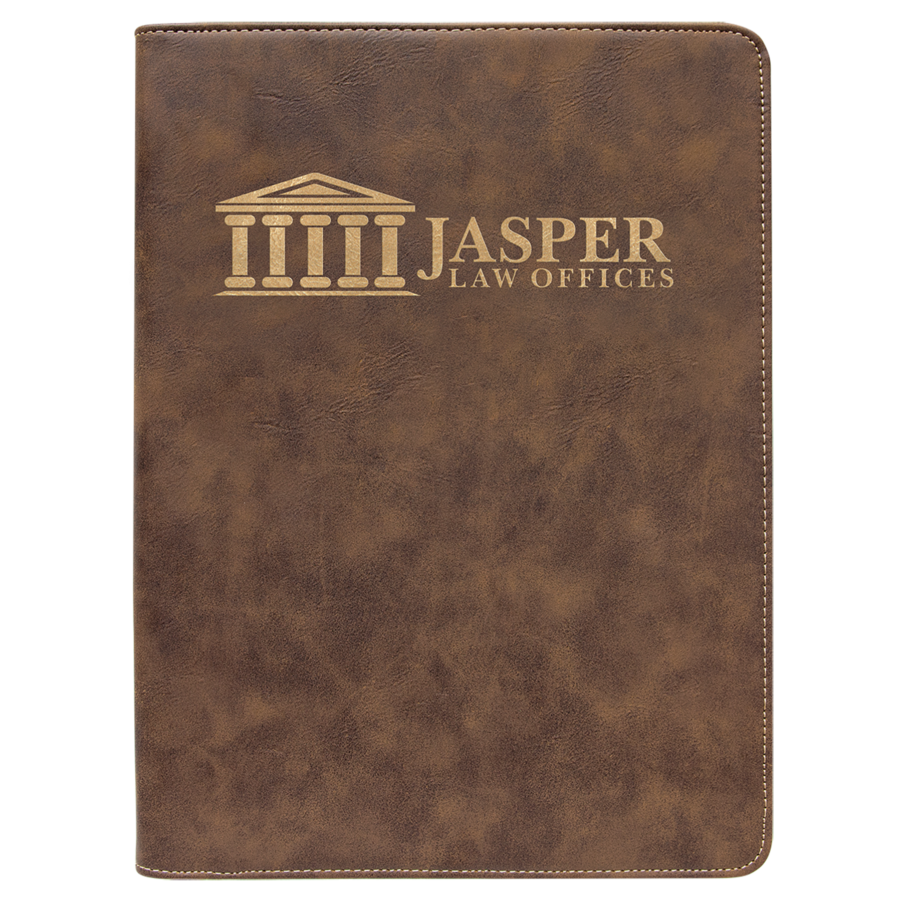 Rustic/Gold Leatherette Portfolio with Zipper