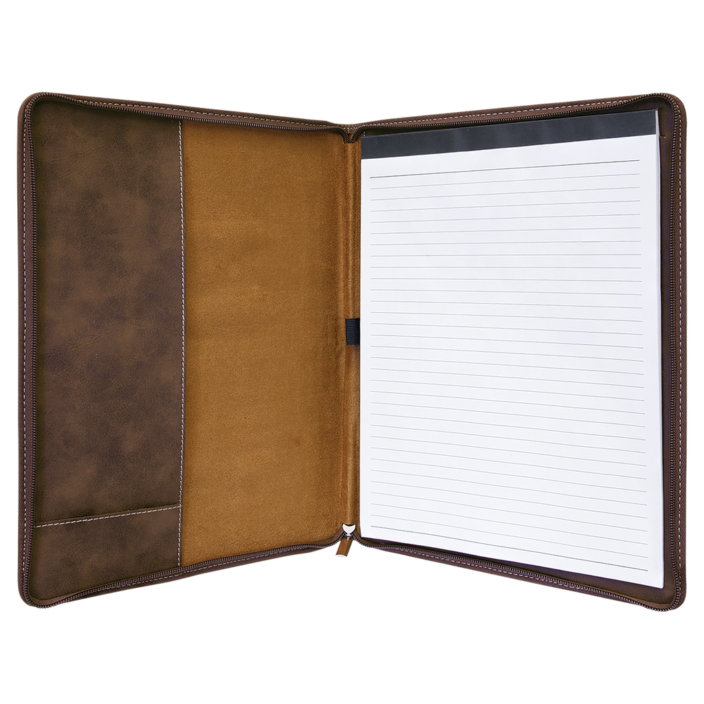 Rustic/Gold Leatherette Portfolio with Zipper