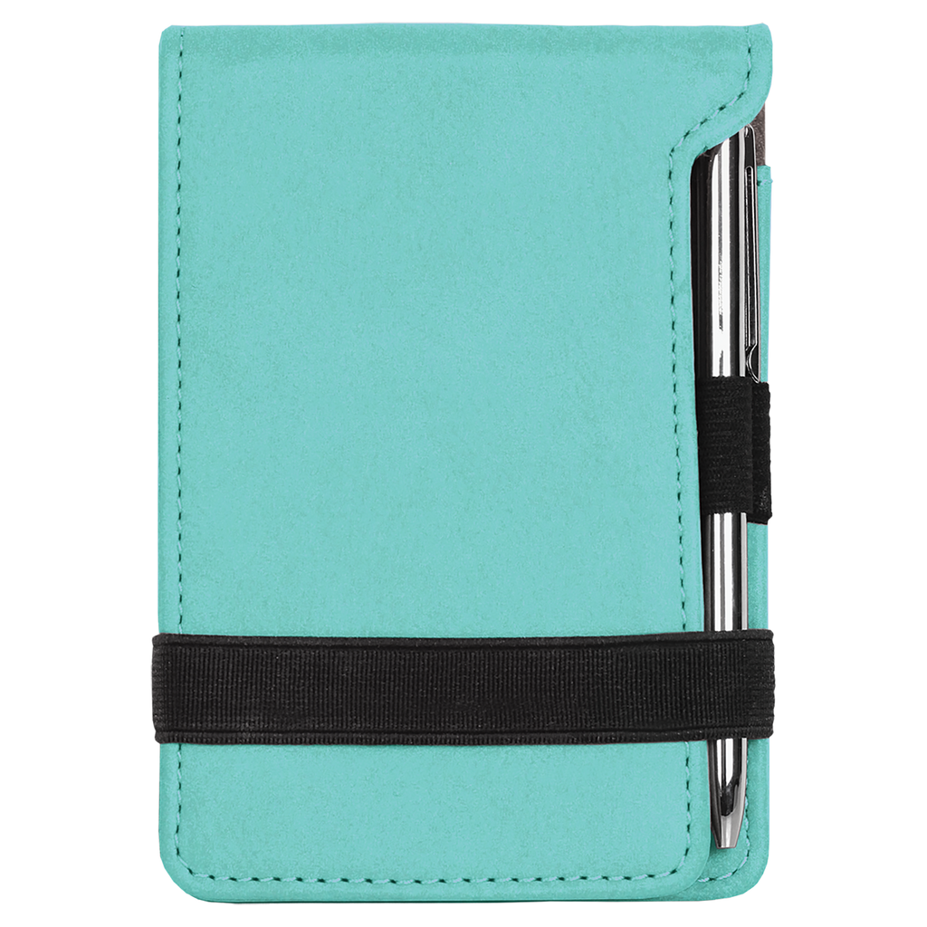 Teal Leatherette Mini Notepad with Pen blank-preview