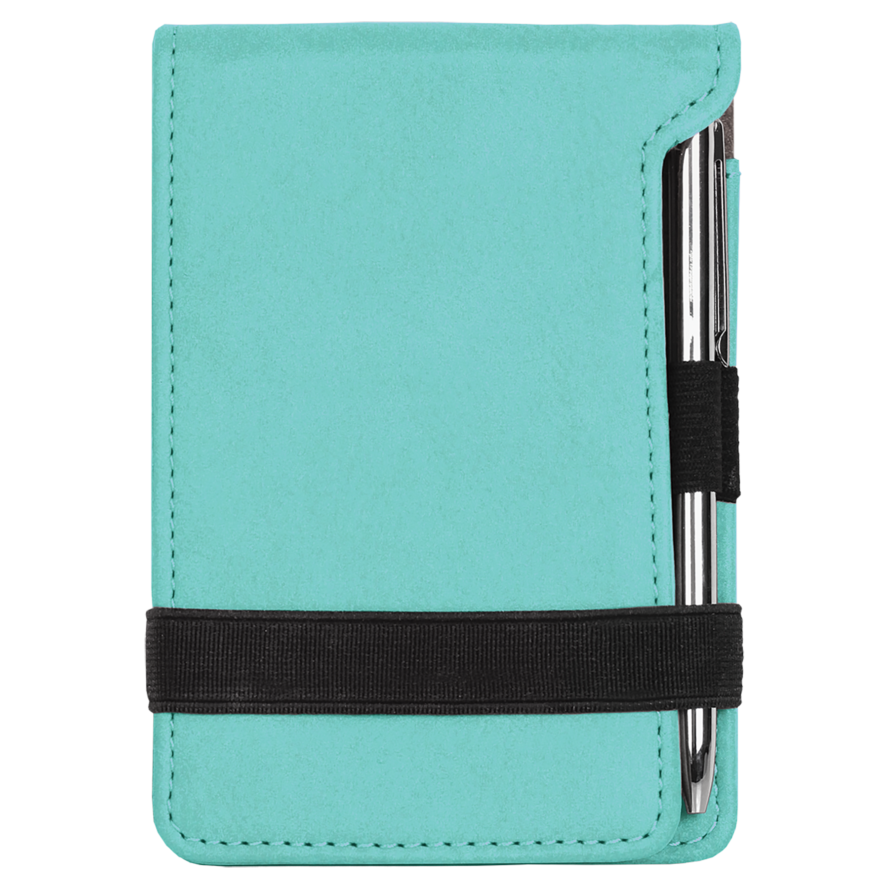 Teal Leatherette Mini Notepad with Pen blank-preview