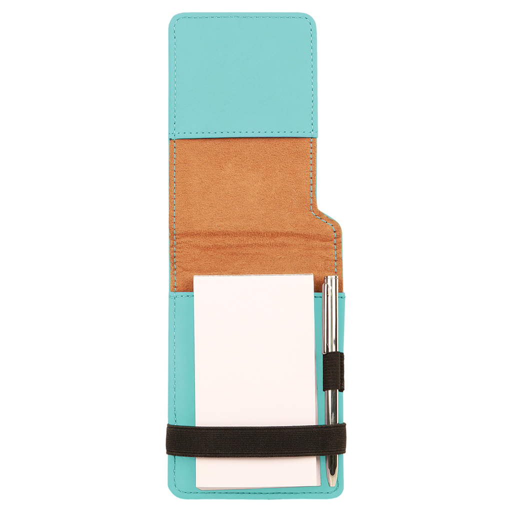Teal Leatherette Mini Notepad with Pen