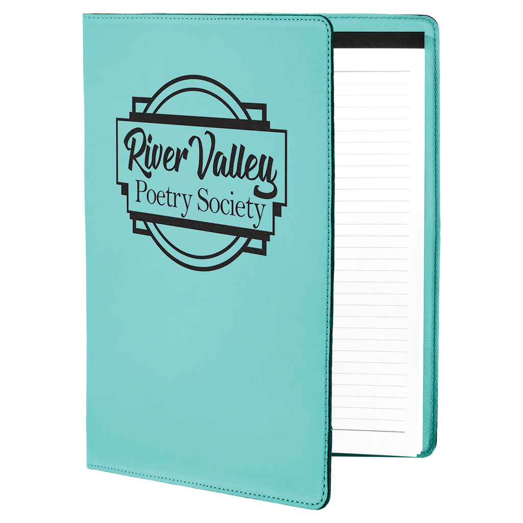 Teal Leatherette Portfolio with Notepad