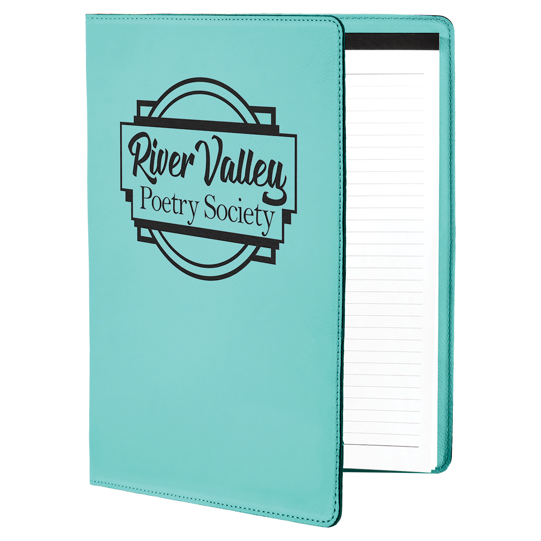 Teal Leatherette Portfolio with Notepad
