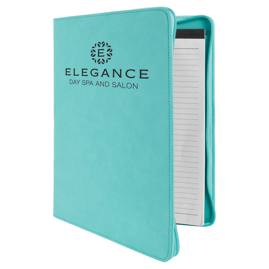 Teal Leatherette Portfolio with Zipper