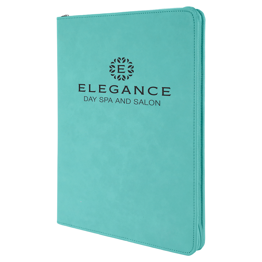 Teal Leatherette Portfolio with Zipper