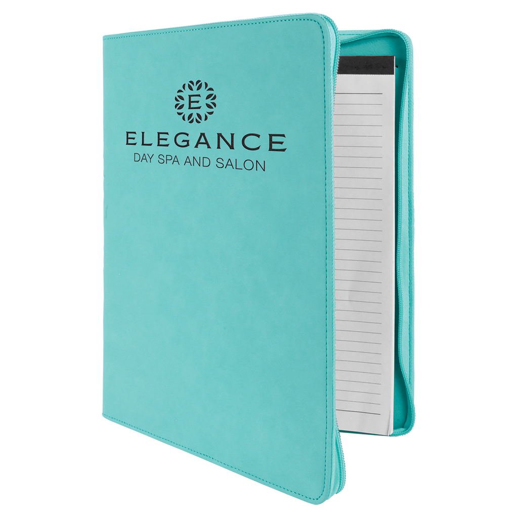 Teal Leatherette Portfolio with Zipper