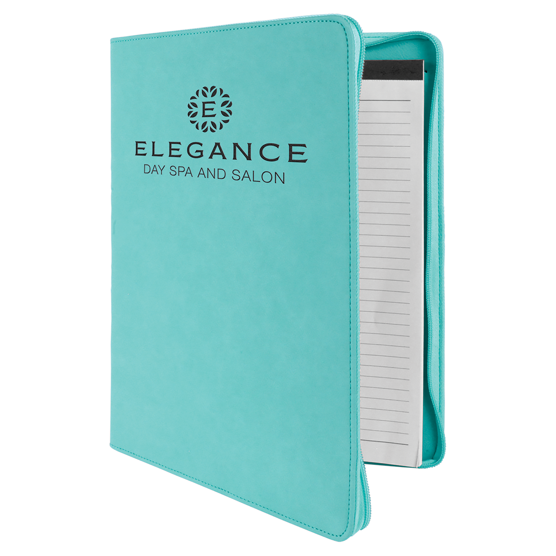 Teal Leatherette Portfolio with Zipper