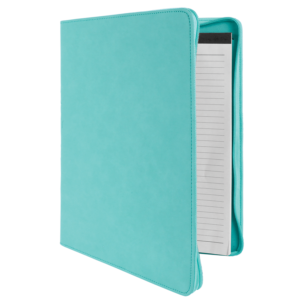 Teal Leatherette Portfolio with Zipper