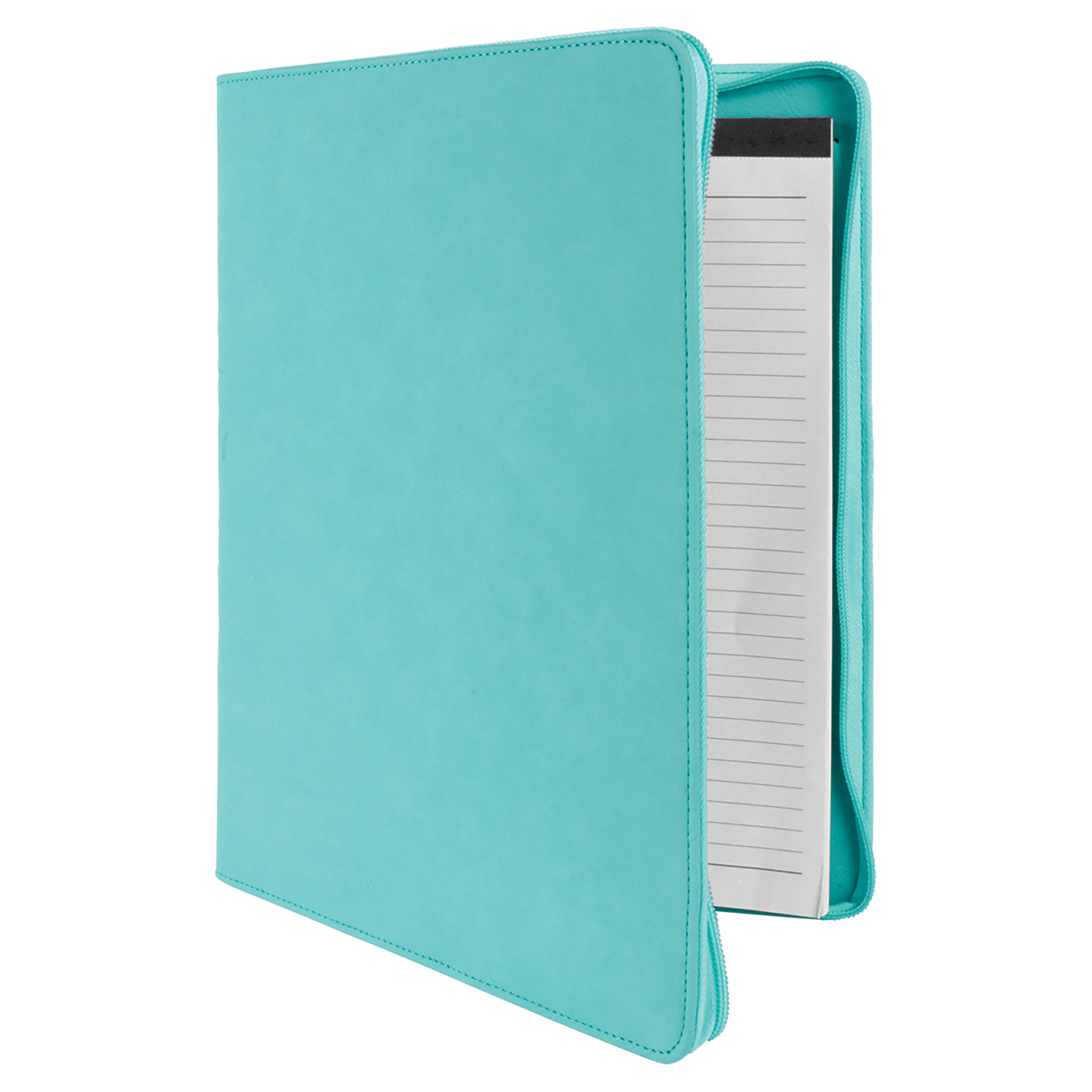 Teal Leatherette Portfolio with Zipper