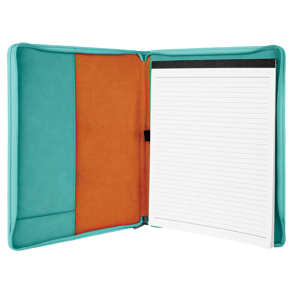 Teal Leatherette Portfolio with Zipper