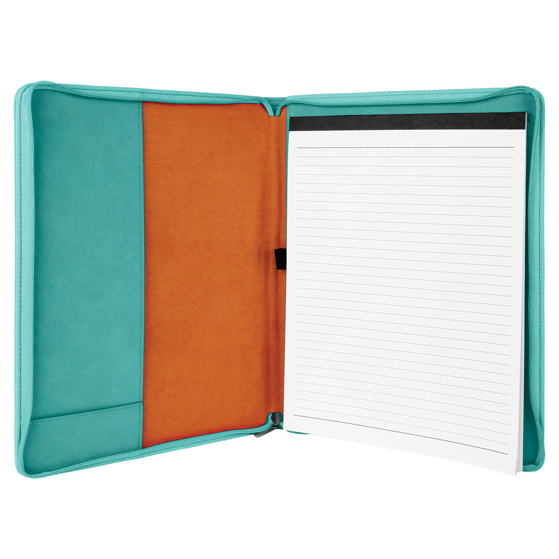 Teal Leatherette Portfolio with Zipper