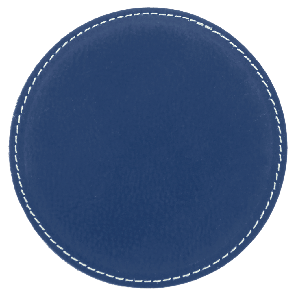 Blue/Silver Round Leatherette Coaster blank-preview