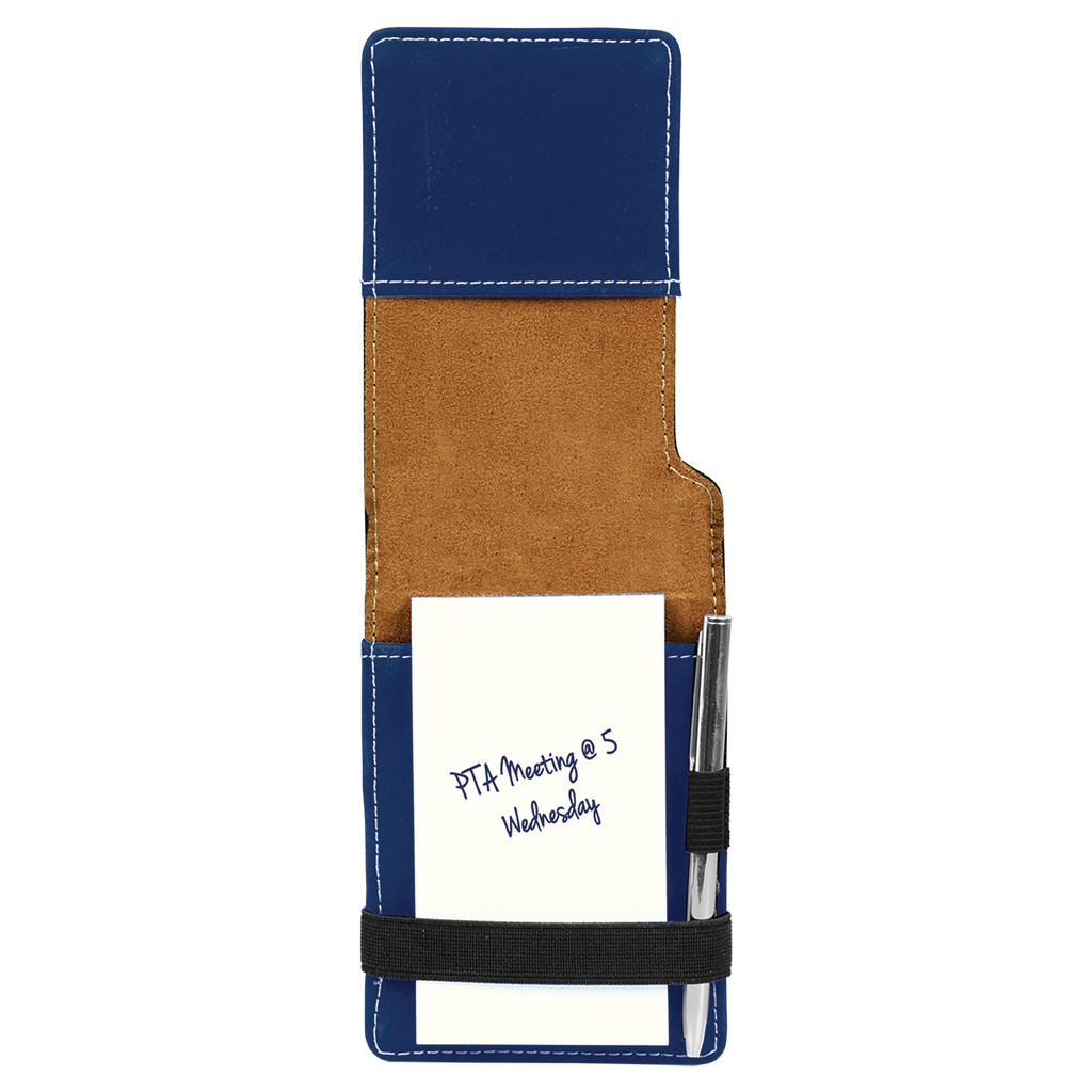 Blue/Silver Leatherette Mini Notepad with Pen