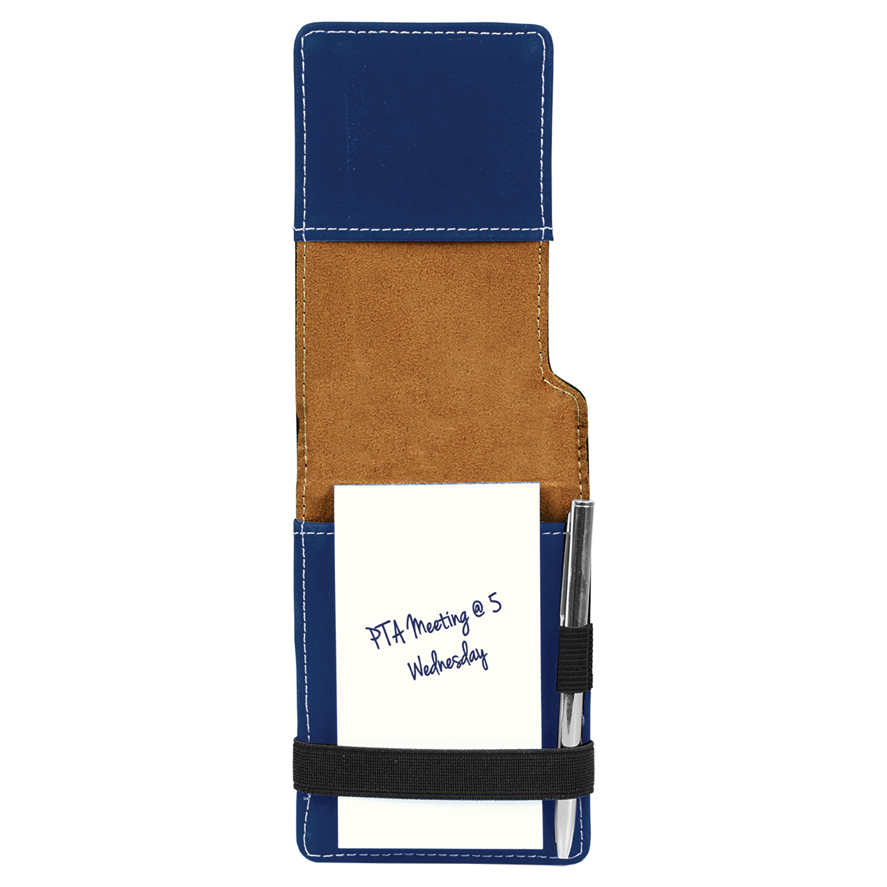 Blue/Silver Leatherette Mini Notepad with Pen