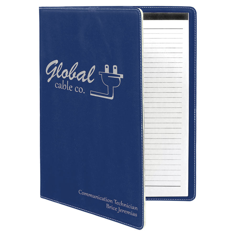 Blue/Silver Leatherette Portfolio with Notepad
