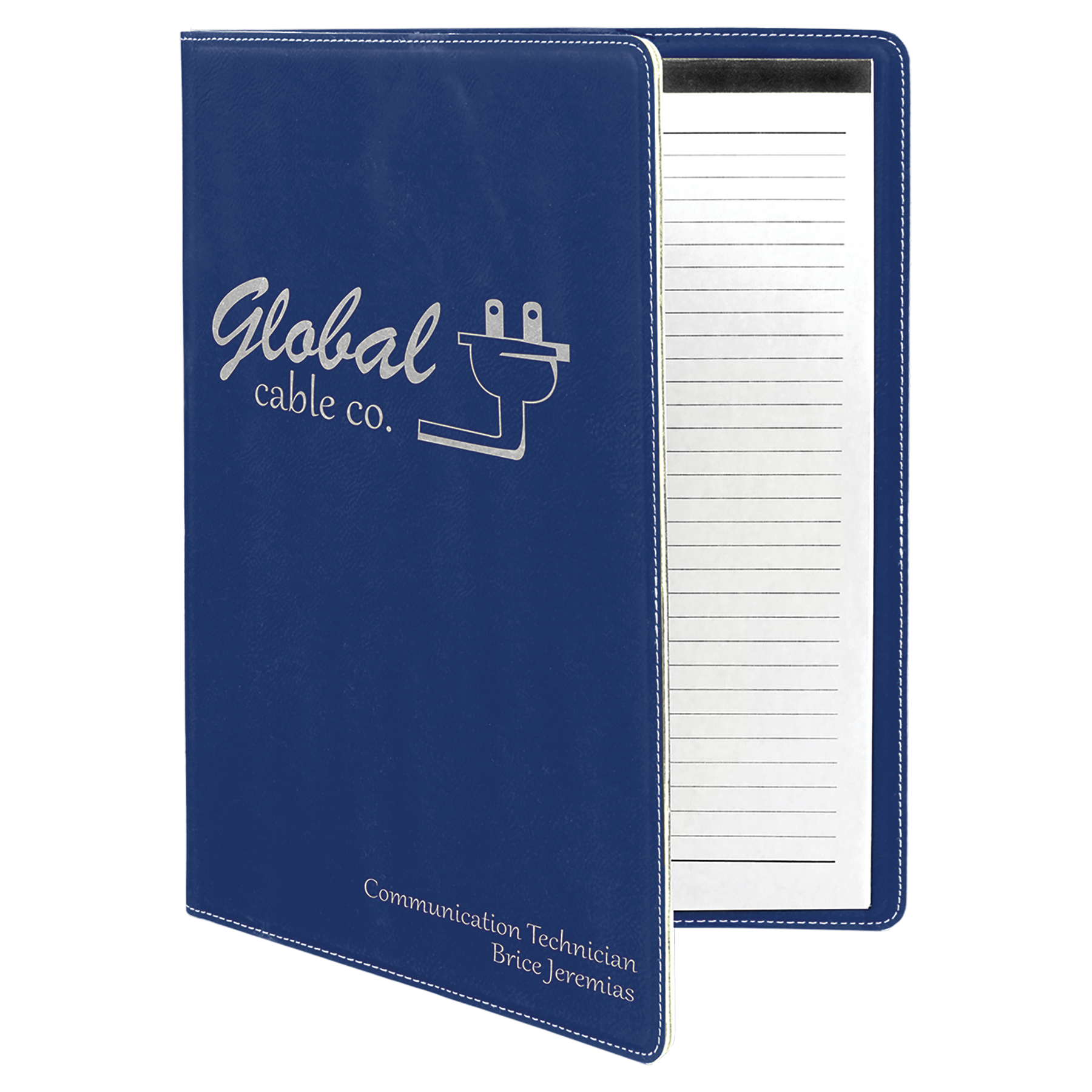 Blue/Silver Leatherette Portfolio with Notepad