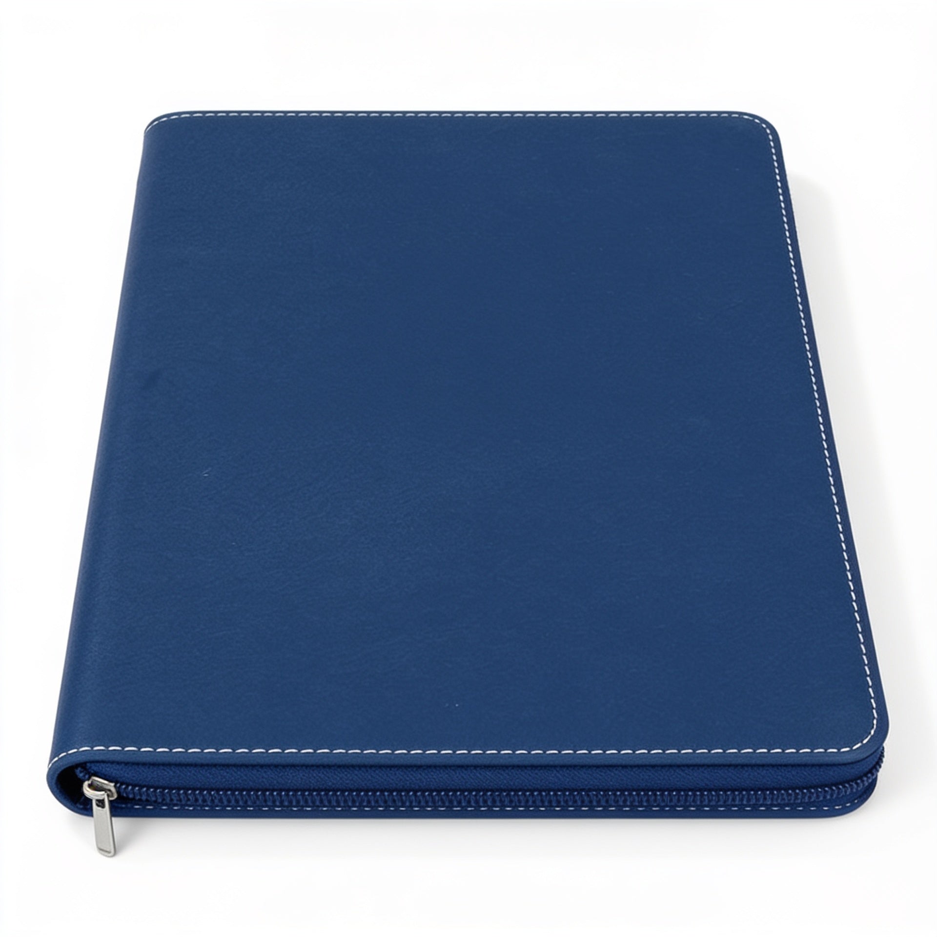 Blue/Silver Leatherette Portfolio with Zipper blank-preview-flat