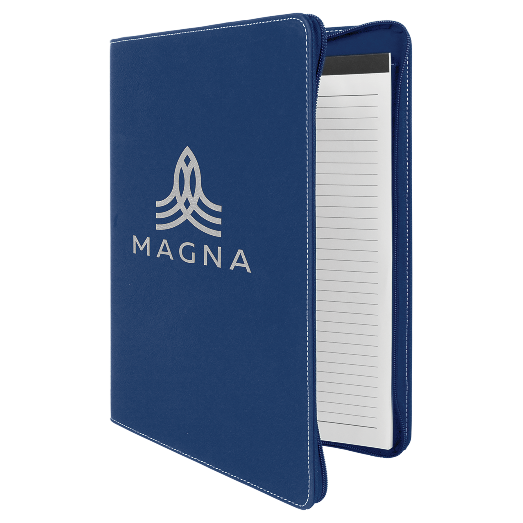 Blue/Silver Leatherette Portfolio with Zipper
