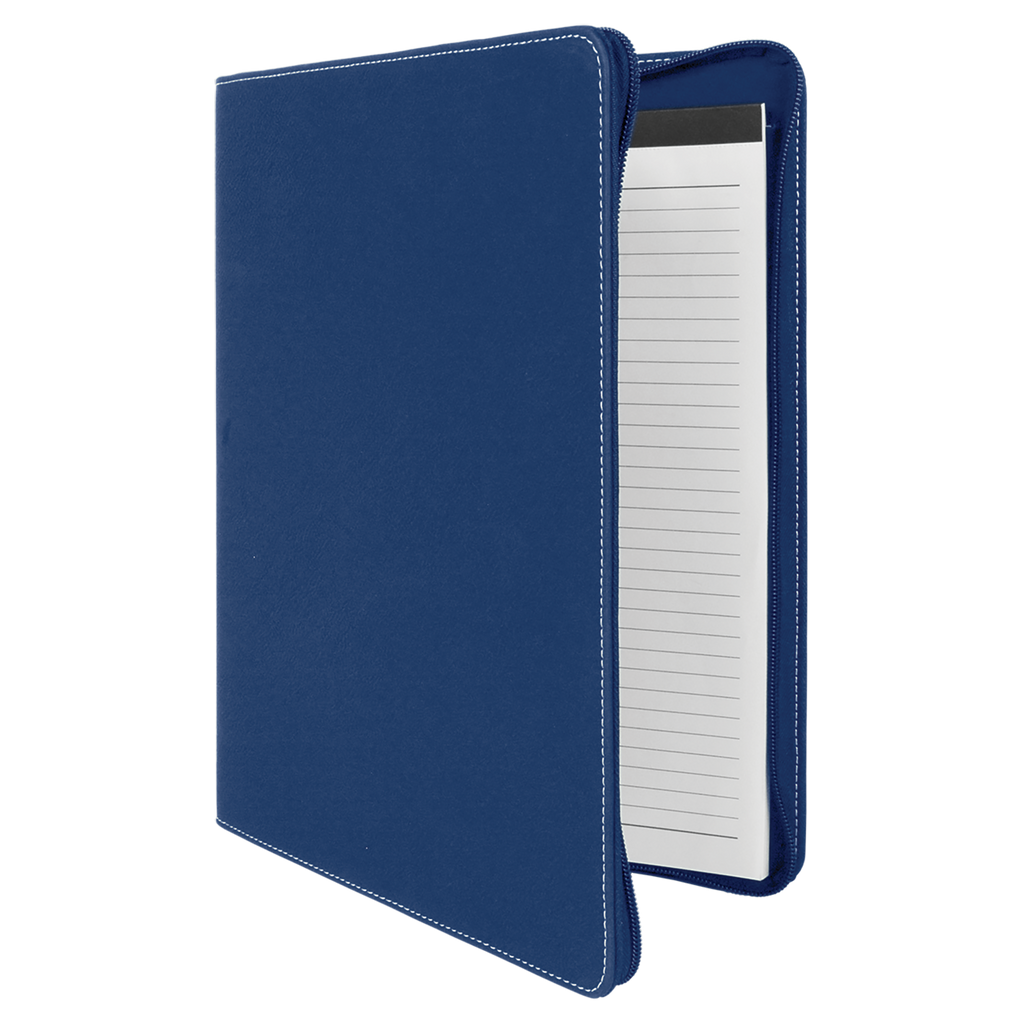 Blue/Silver Leatherette Portfolio with Zipper blank-preview
