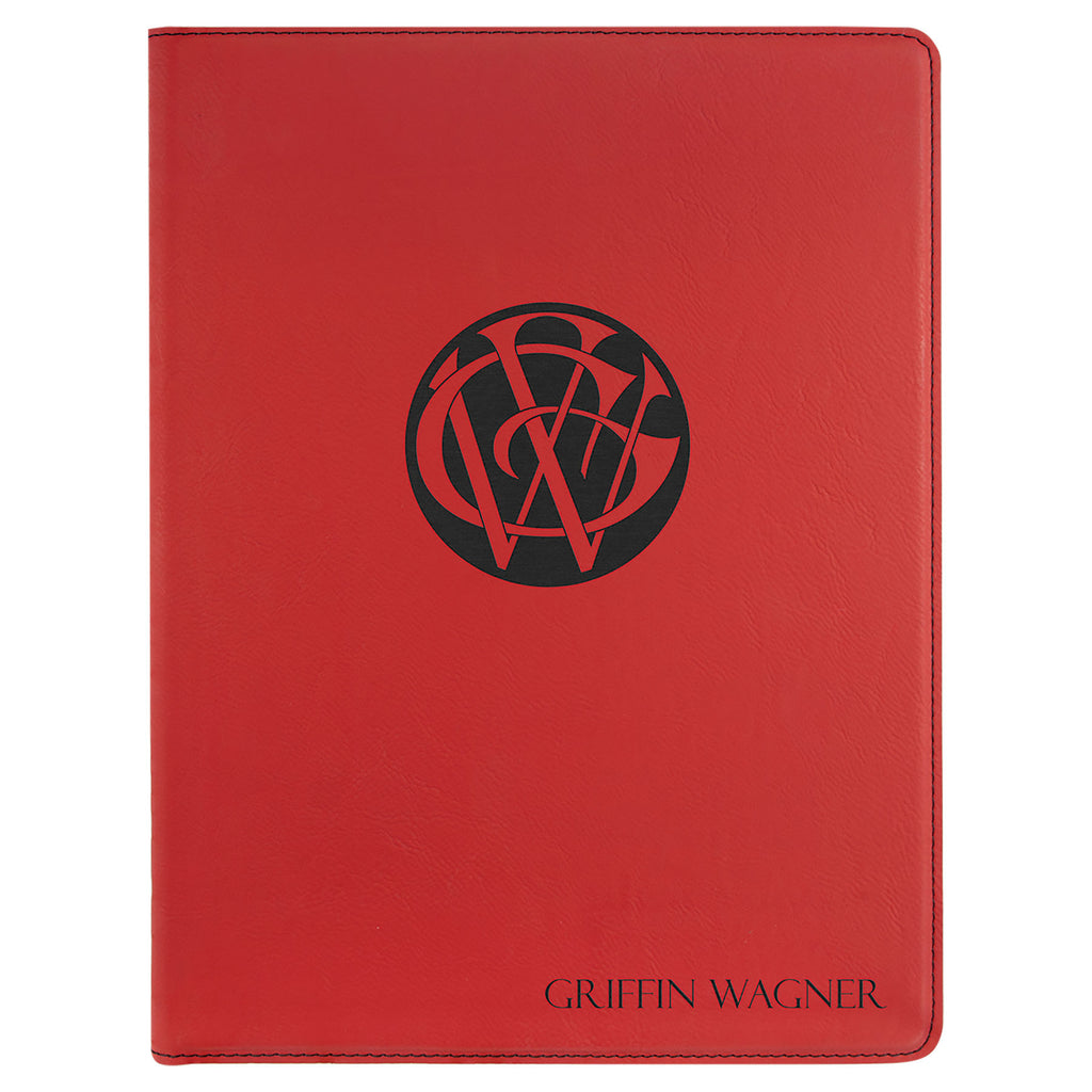 Red Leatherette Portfolio with Notepad
