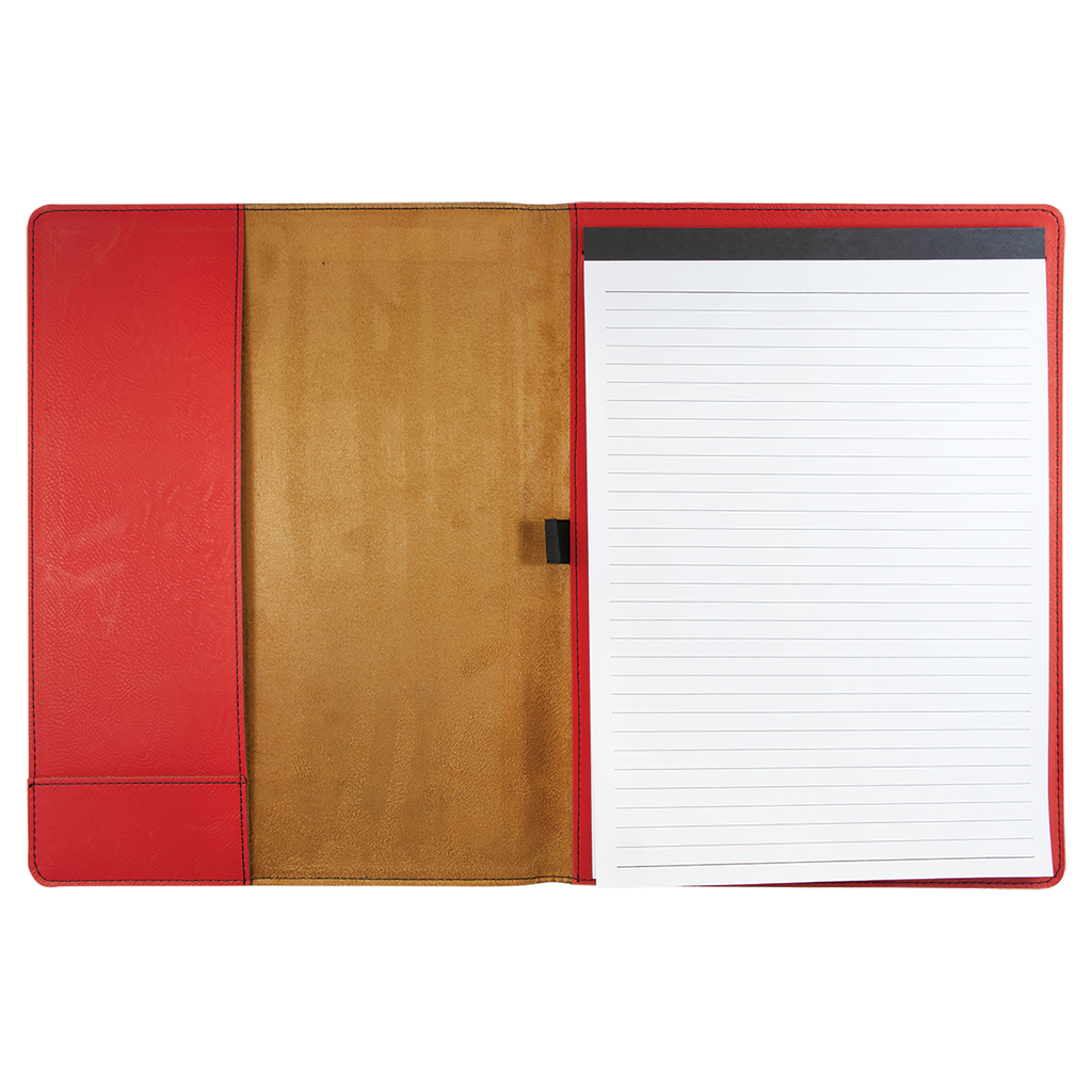 Red Leatherette Portfolio with Notepad