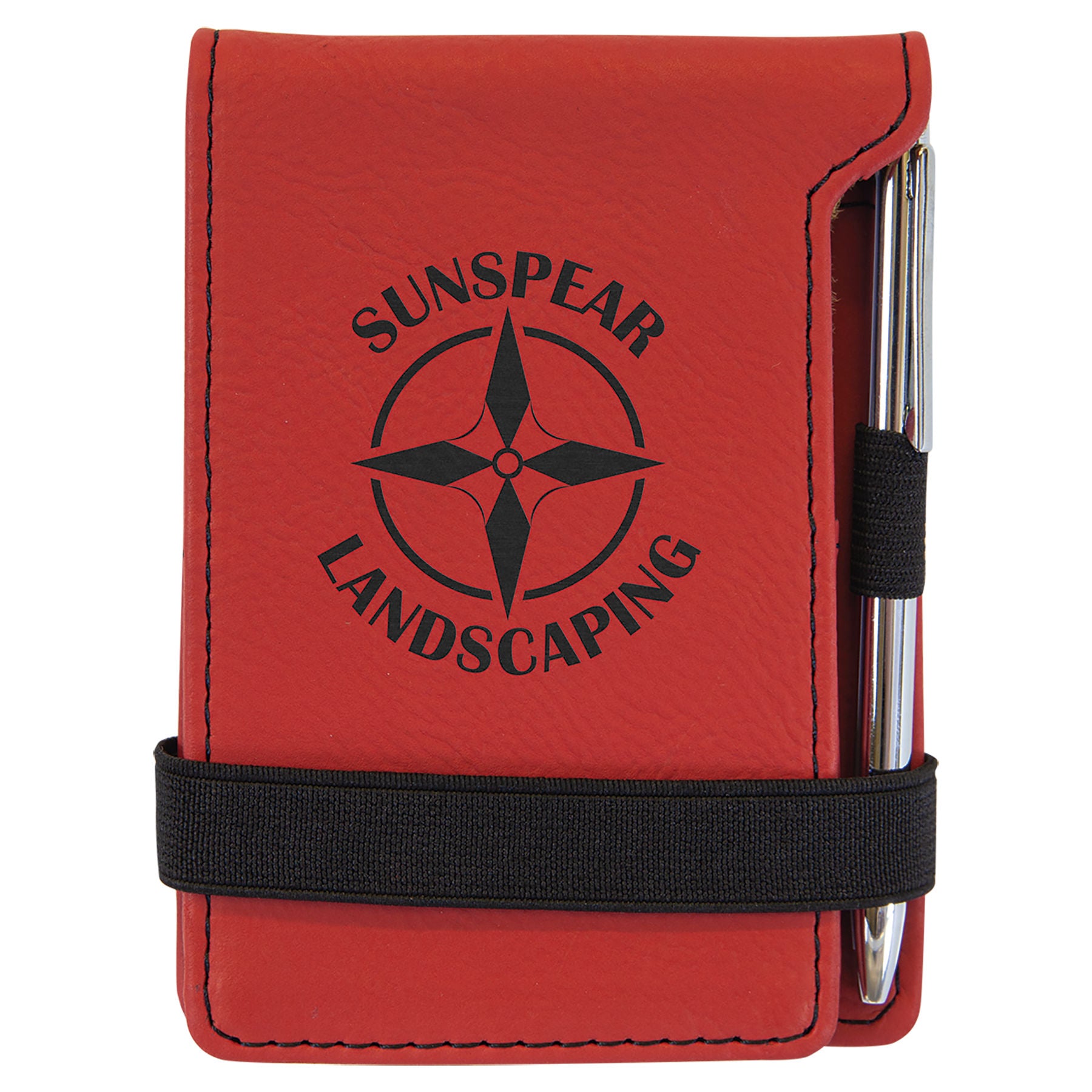 Red Leatherette Mini Notepad with Pen