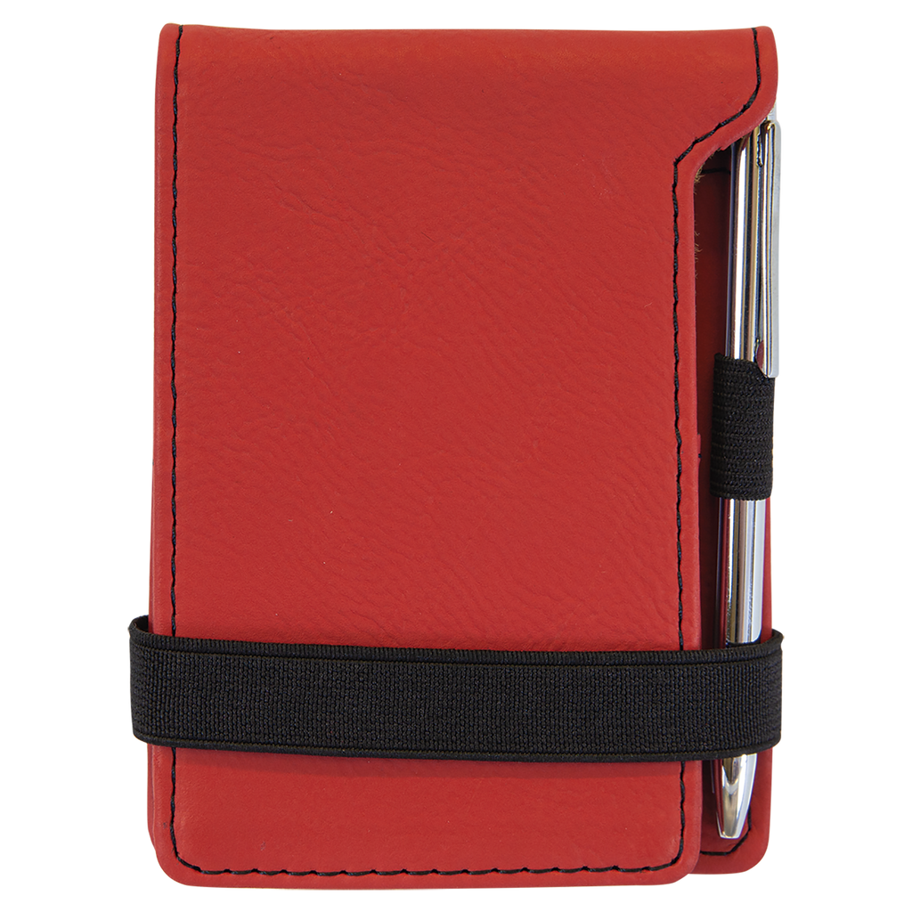 Red Leatherette Mini Notepad with Pen blank-preview