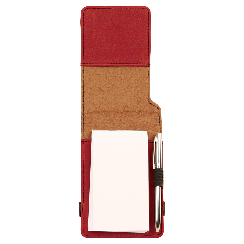 Red Leatherette Mini Notepad with Pen