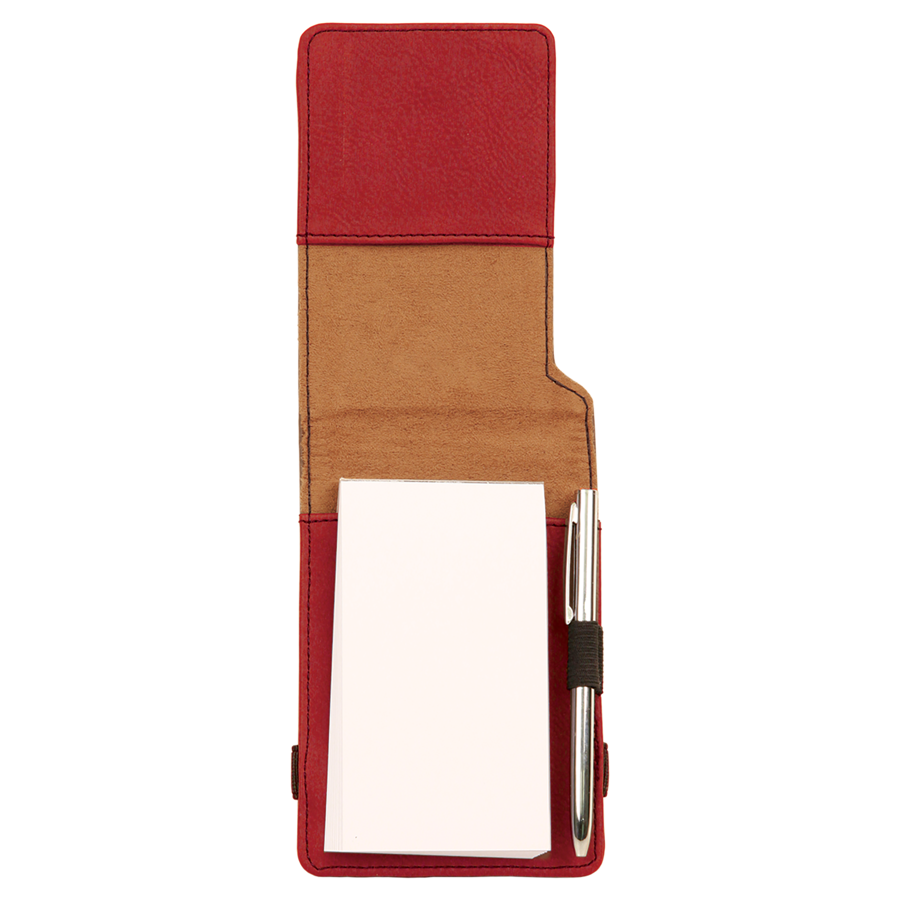 Red Leatherette Mini Notepad with Pen