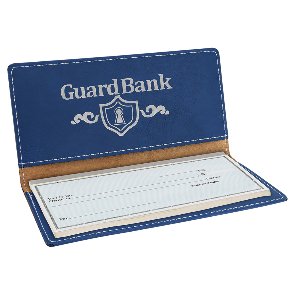 Blue/Silver Leatherette Checkbook Cover