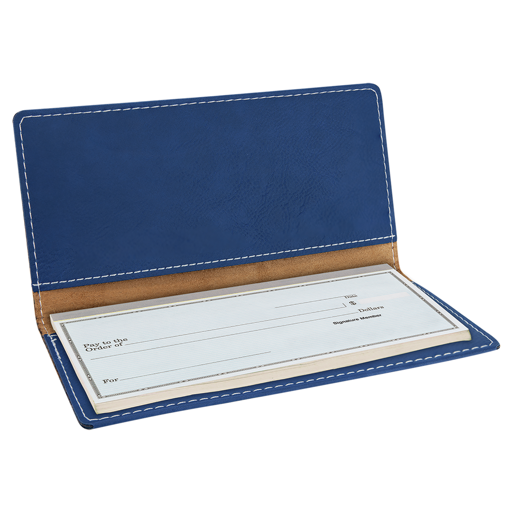 Blue/Silver Leatherette Checkbook Cover