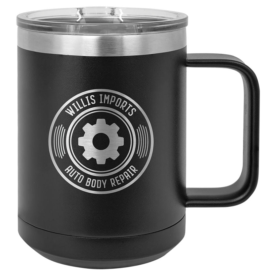 Black 15 oz. Coffee Mug with Clear Slider Lid