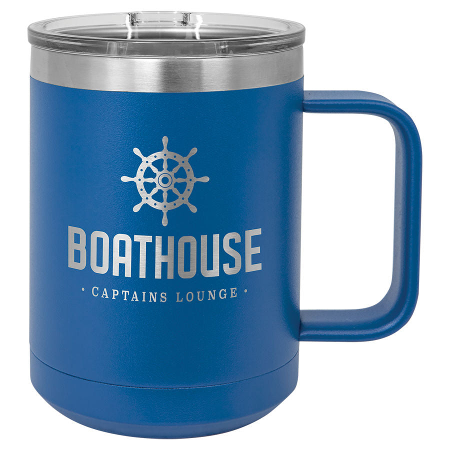 Royal Blue 15 oz. Coffee Mug with Clear Slider Lid