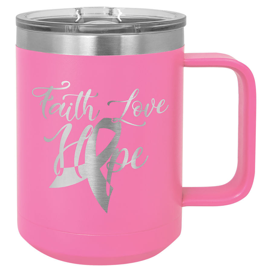 Pink 15 oz. Coffee Mug with Clear Slider Lid