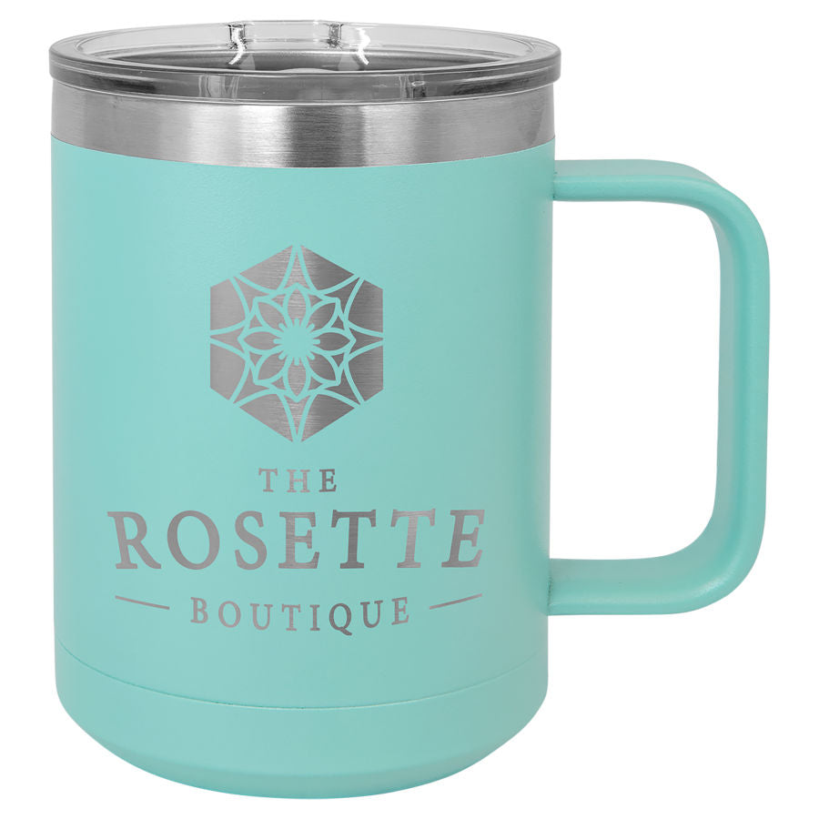 Teal 15 oz. Coffee Mug with Clear Slider Lid
