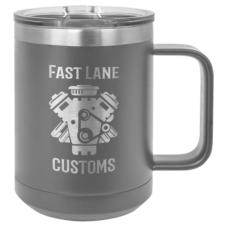 Dark Gray 15 oz. Coffee Mug with Clear Slider Lid