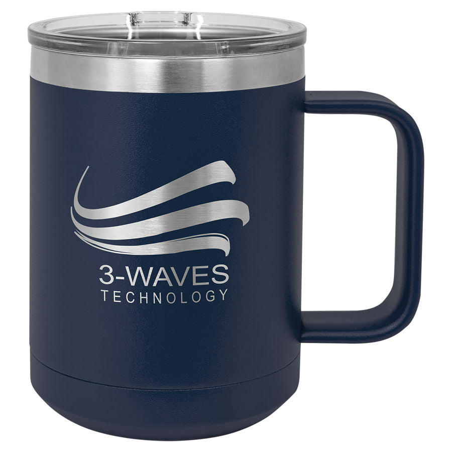 Navy Blue 15 oz. Coffee Mug with Clear Slider Lid