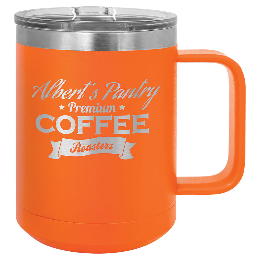 Orange 15 oz. Coffee Mug with Clear Slider Lid