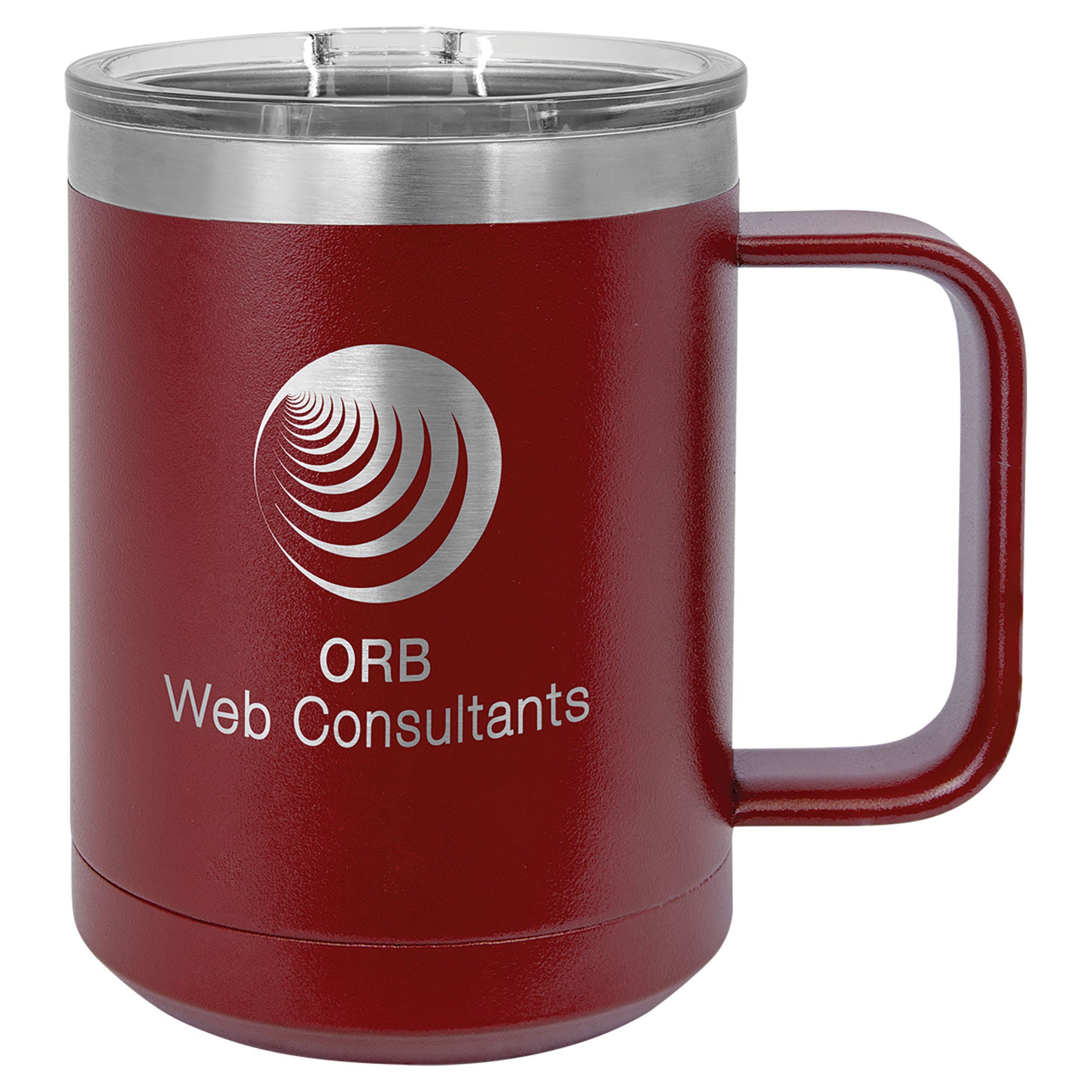 Maroon 15 oz. Coffee Mug with Clear Slider Lid