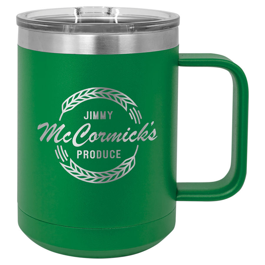 Green 15 oz. Coffee Mug with Clear Slider Lid