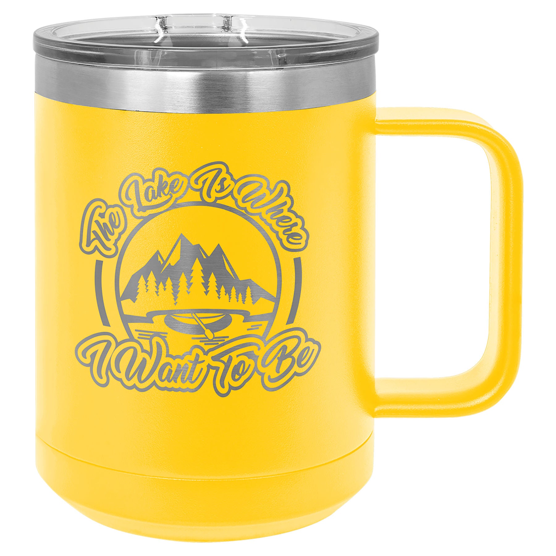 Yellow 15 oz. Coffee Mug with Clear Slider Lid