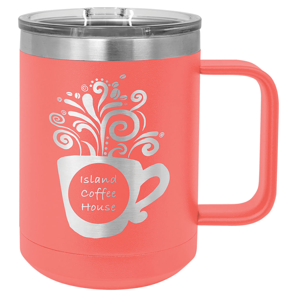 Coral 15 oz. Coffee Mug with Clear Slider Lid