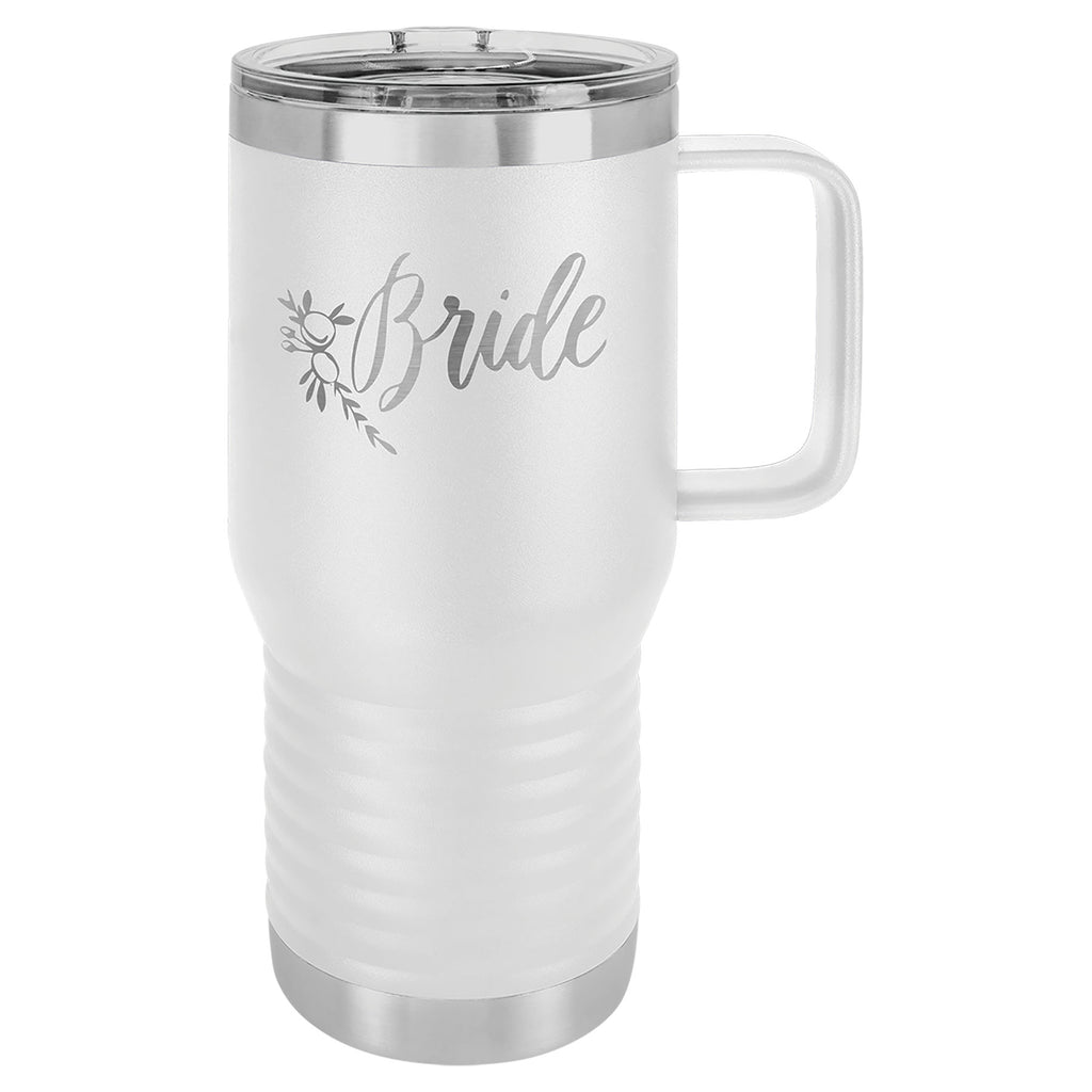 White 20 oz. Travel Mug with Clear Slider Lid