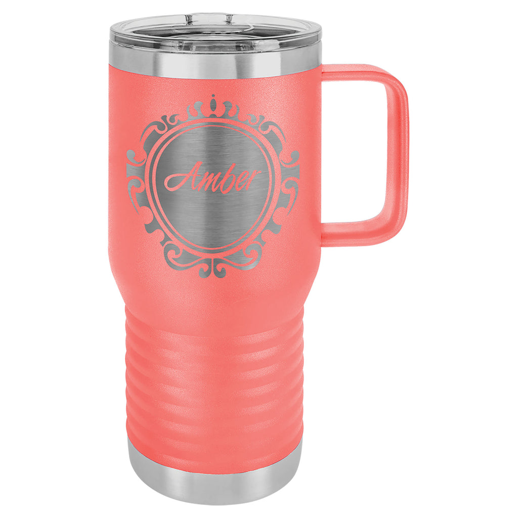 Coral 20 oz. Travel Mug with Clear Slider Lid