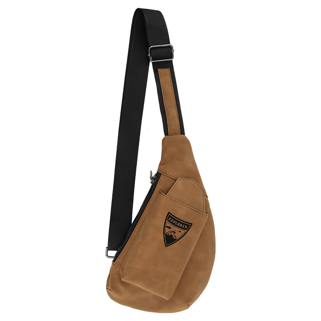 Medium Brown Laserable Leatherette Crescent Bag