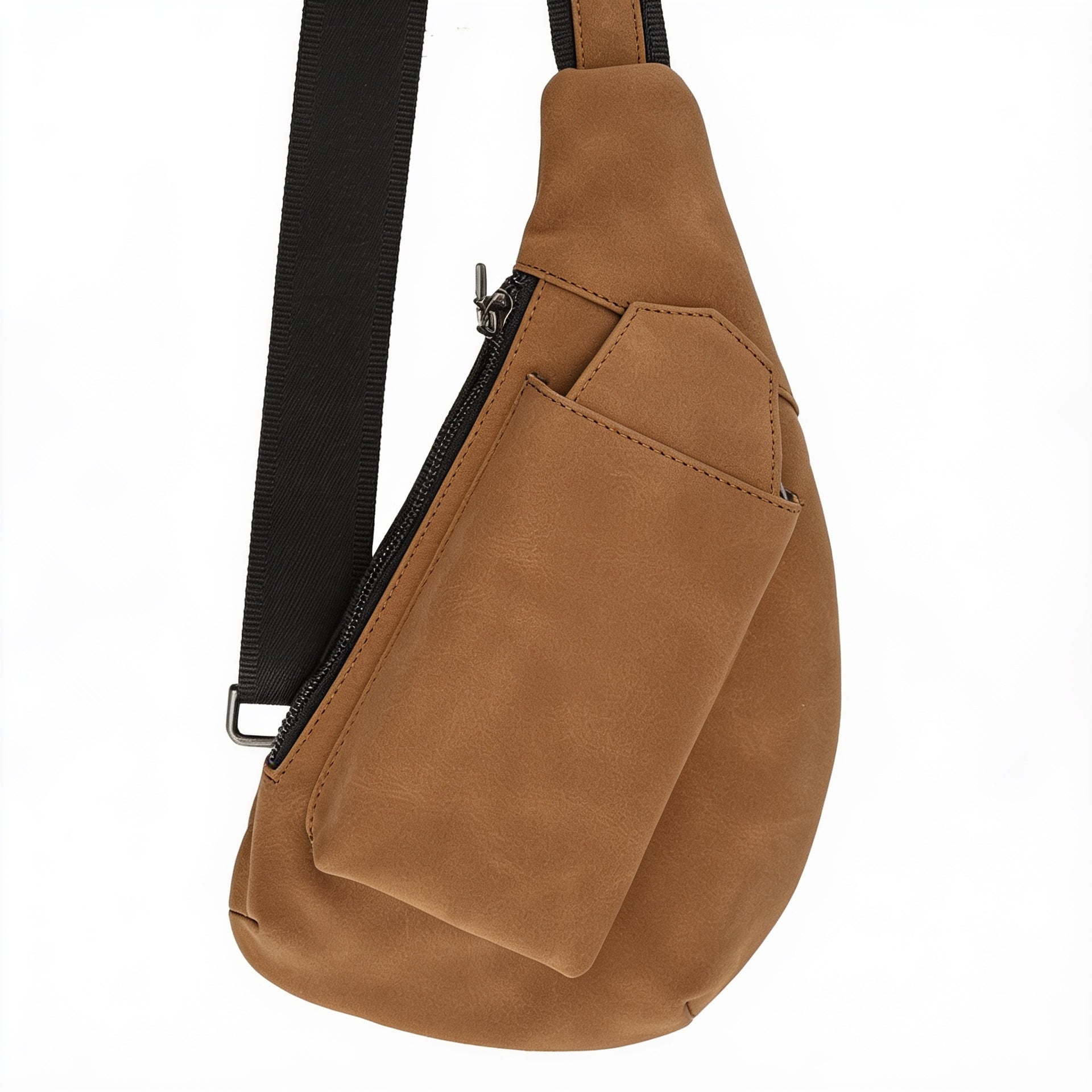 Medium Brown Laserable Leatherette Crescent Bag blank-preview