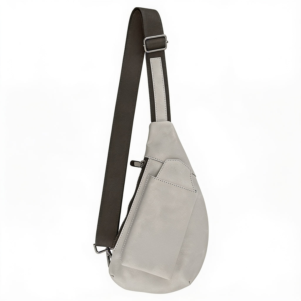 Light Gray Laserable Leatherette Crescent Bag blank-preview